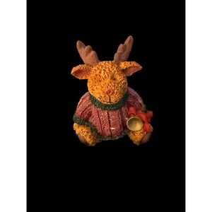 Holiday Collection Reindeer Figurine wearing knitted sweater Vintage Collectible
